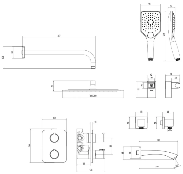 Душевая система Lemark Yeti термостатический для душа (LM7829С)